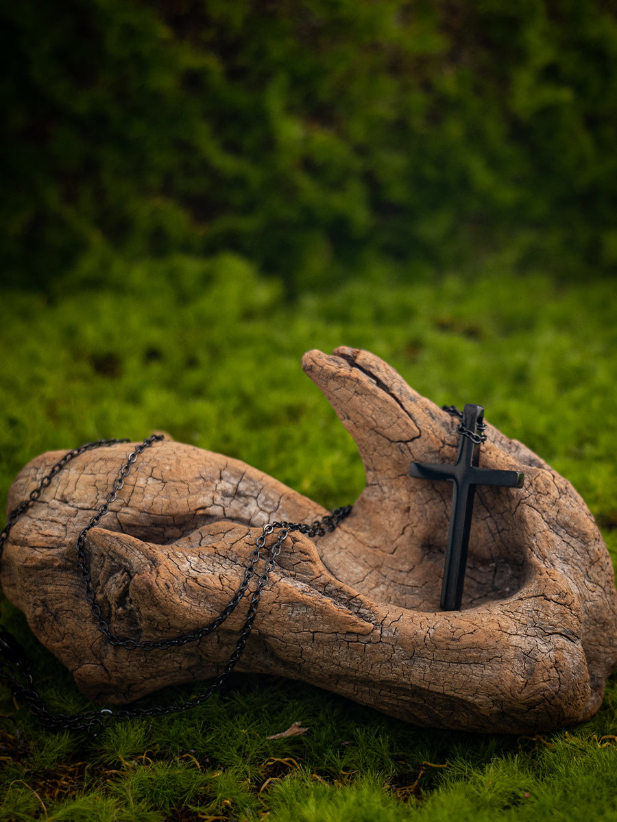 Gothic Diablo Black Cross Necklace